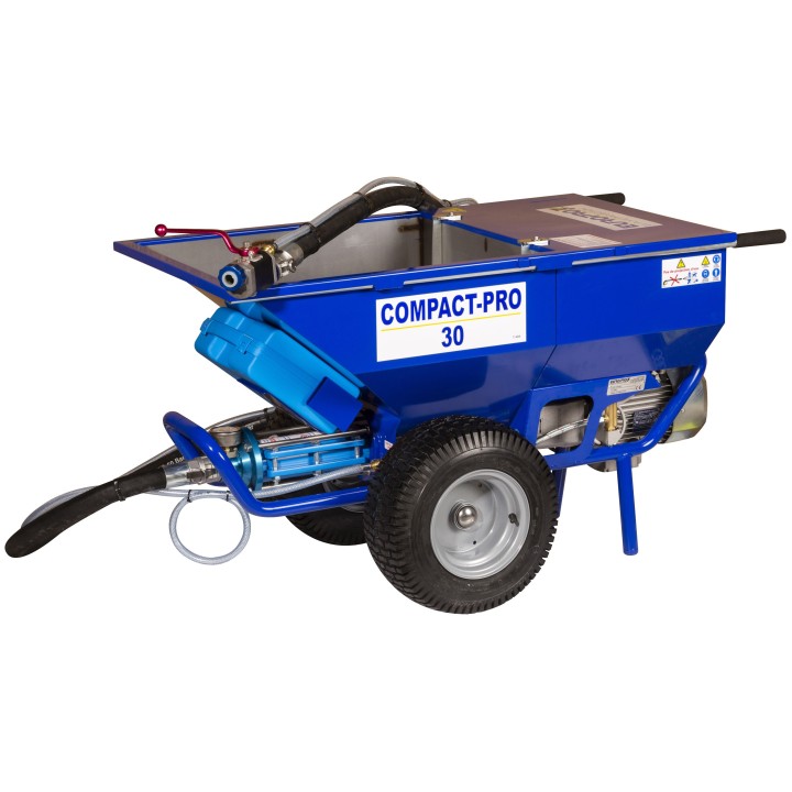 Machine pour la projection de mortiers et d'enduits extérieurs.